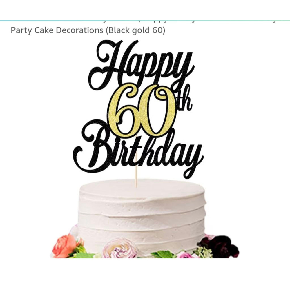 Unisex Unbranded Cake Topper Black and‎ Gold